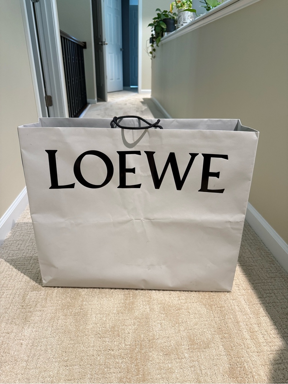 Loewe White Shopping Bag with Black Logo and Handles